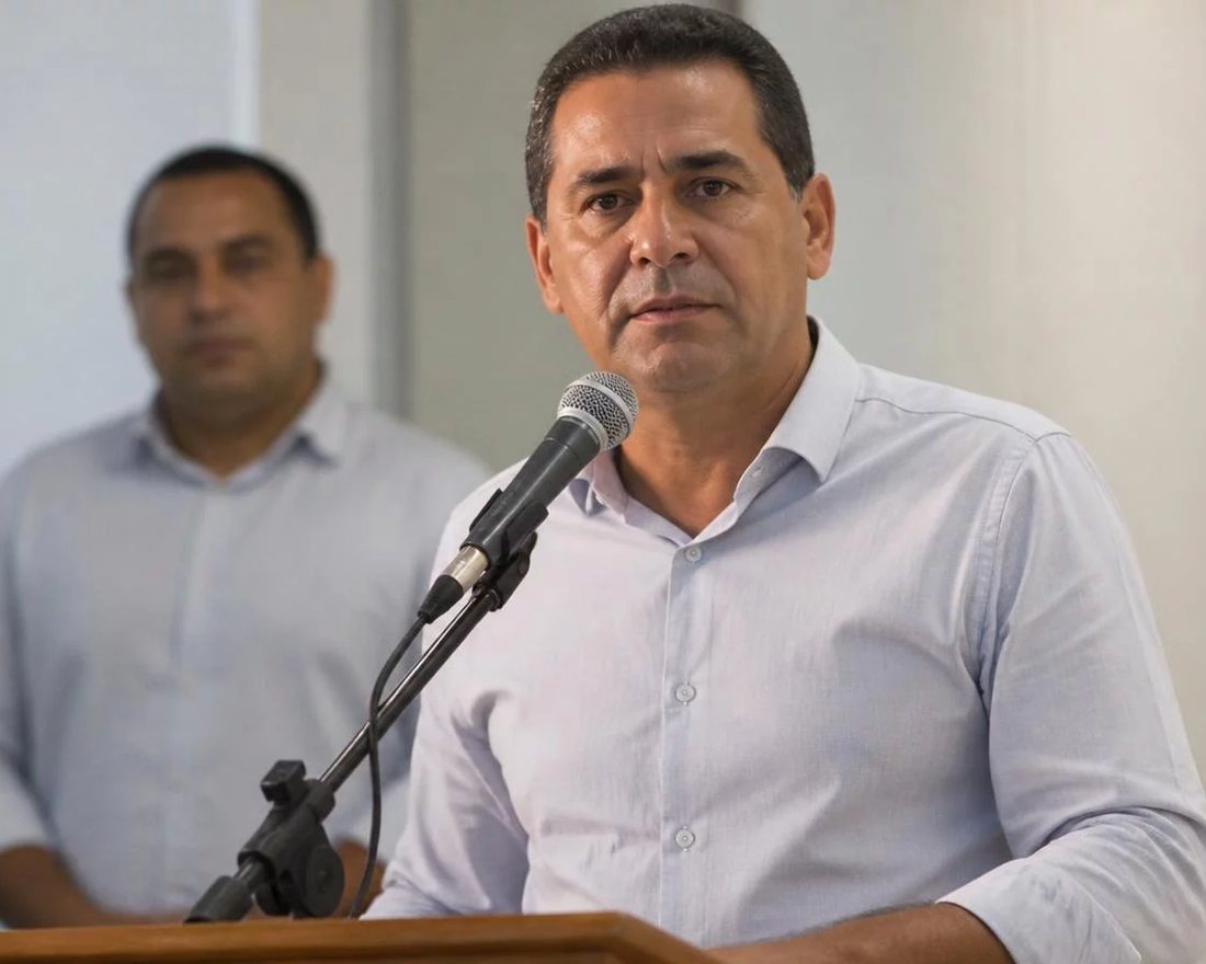 Participante ergue a mão para pedir a palavra numa mesa coberta de folhas anotadas